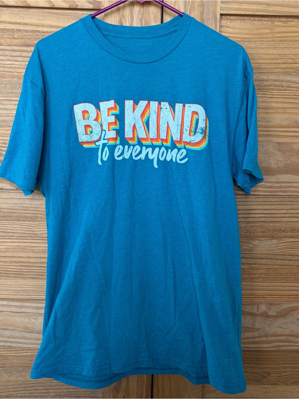 BE KIND to Everyone Soft Graphic Tee - Teal Blue - Women's Large